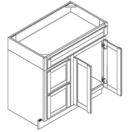 Vanity Sink Base 36"W Drawers on Left