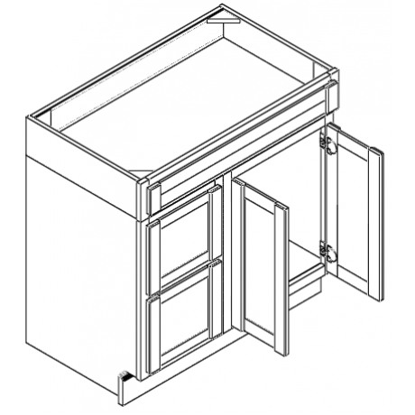 Vanity Sink Base 36"W Drawers on Right Vanity Sink Base 36"W Drawers on Right